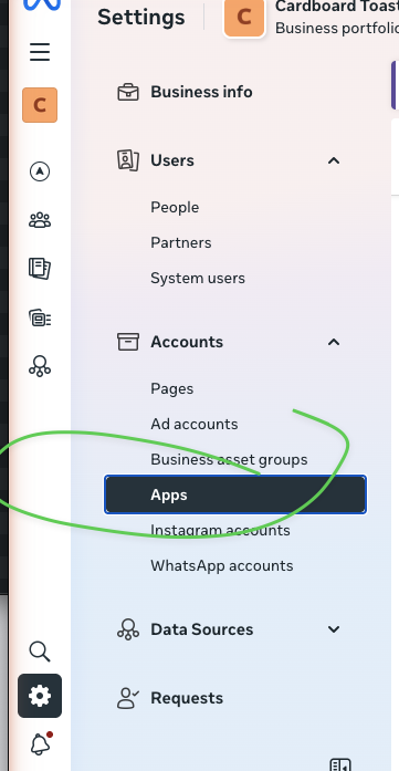 Select Apps in sidebar